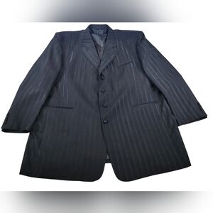 Vintage Falcone Black Pinstripe 3 Piece Suit Men’s 58R/54R Polyester